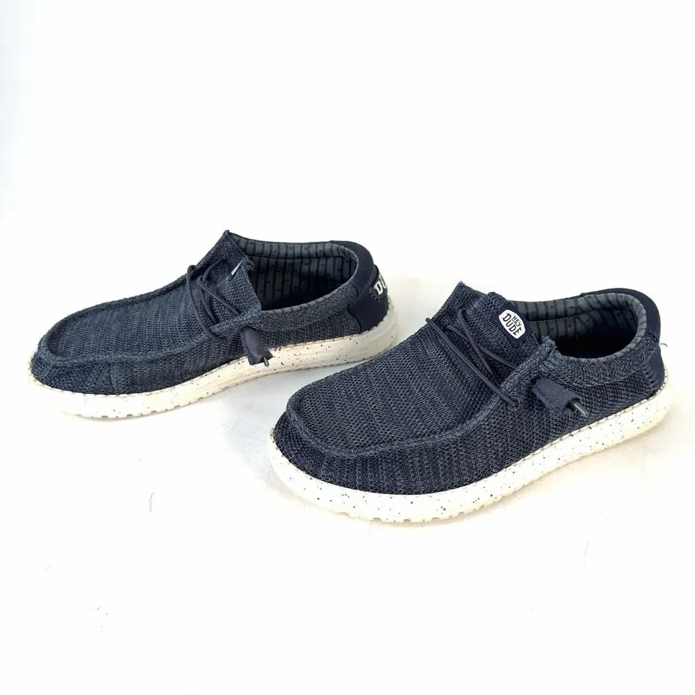 Hey Dude Wally Stretch Sox Navy Men's slip on shoes Sz 8 41898-410